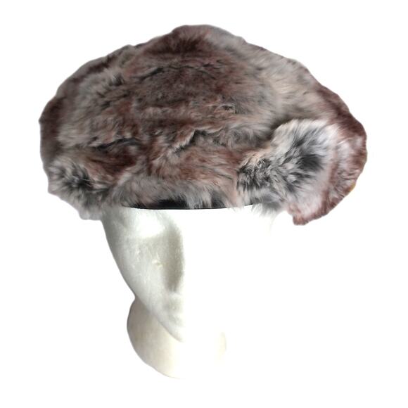 Vintage 1960s Claire of Cameo Paris Chinchilla Fur Pillbox Beret Hat Mod Winter main image 6